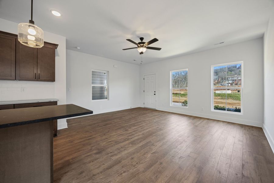 Representative unfurnished interior of a home built from the Fontaine Townhome by Parkside Builders in The Parks of Mill Town, Chattanooga (Image 21).