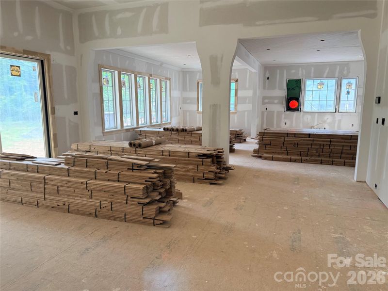 Harwood floors being seasoned to get ready to install Harwood floors being seasoned to get ready to install