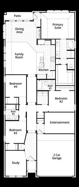 2D floor plan layout for the Continental by Highland Homes in 6 Creeks at Waterridge: 45ft. lots, Kyle, TX (Image 5).