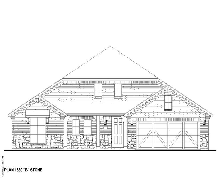 Plan 1680 Elevation B w/ Stone