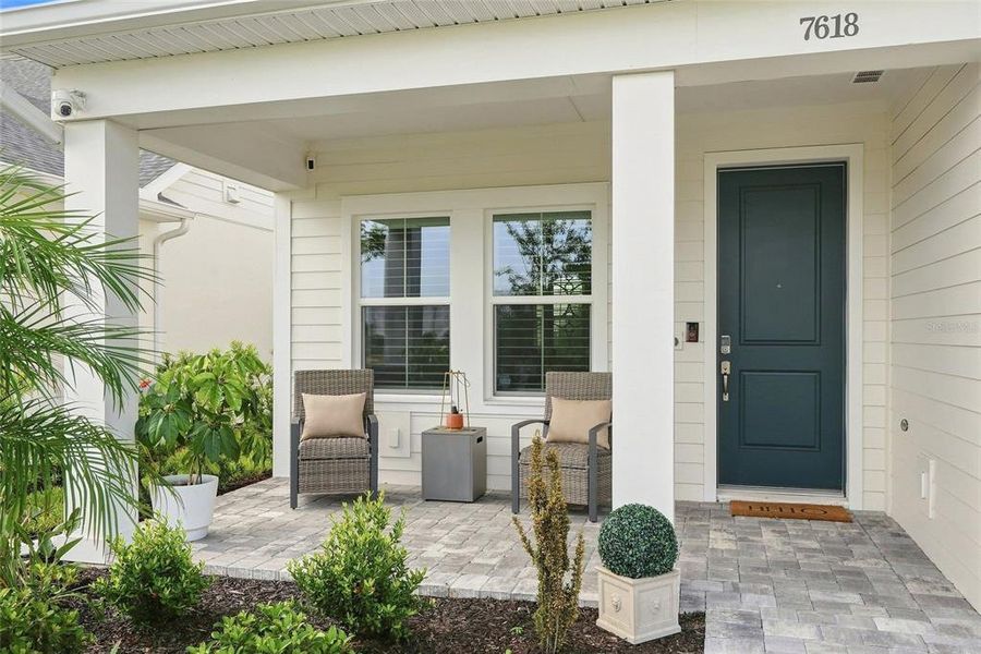 Exterior details and patio area of a home in SeaFlower – Bungalow Homes, Bradenton (Image 22).