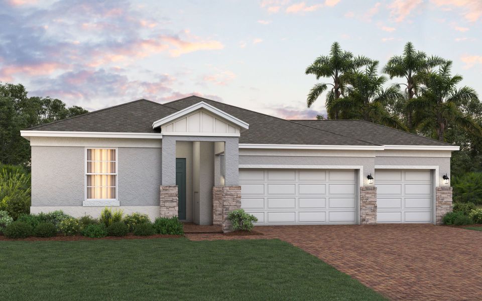 Hayden 3-Car Elevation 2 with Stone