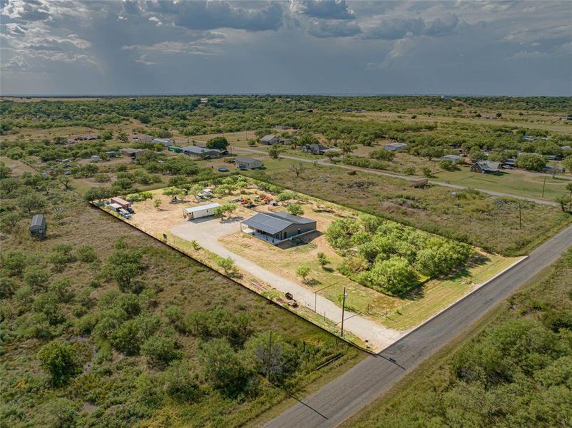 Aerial view of sparsely populated area
