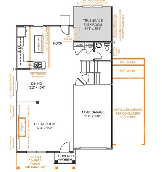 2D floor plan layout for the TA2100 by True Homes in Reedy Fork Middleton, Greensboro, NC (Image 3). 2D floor plan layout for the TA2100 by True Homes in Reedy Fork Middleton, Greensboro, NC (Image 3).