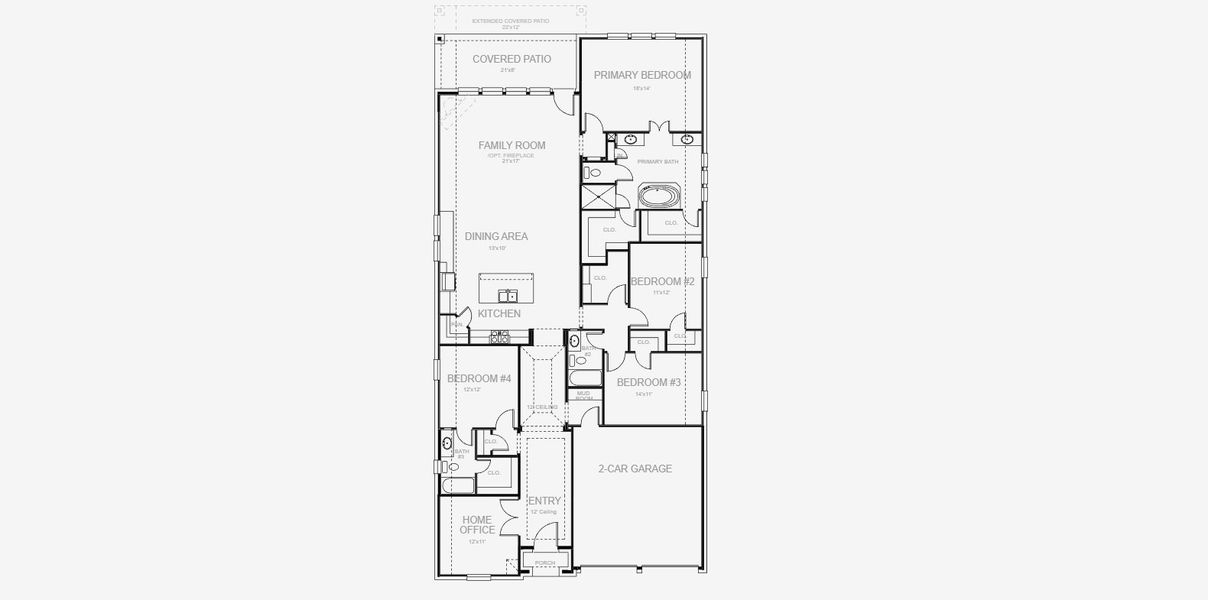 2D floor plan layout for the 2504W by Perry Homes in Eliana, Prosper, TX (Image 5).