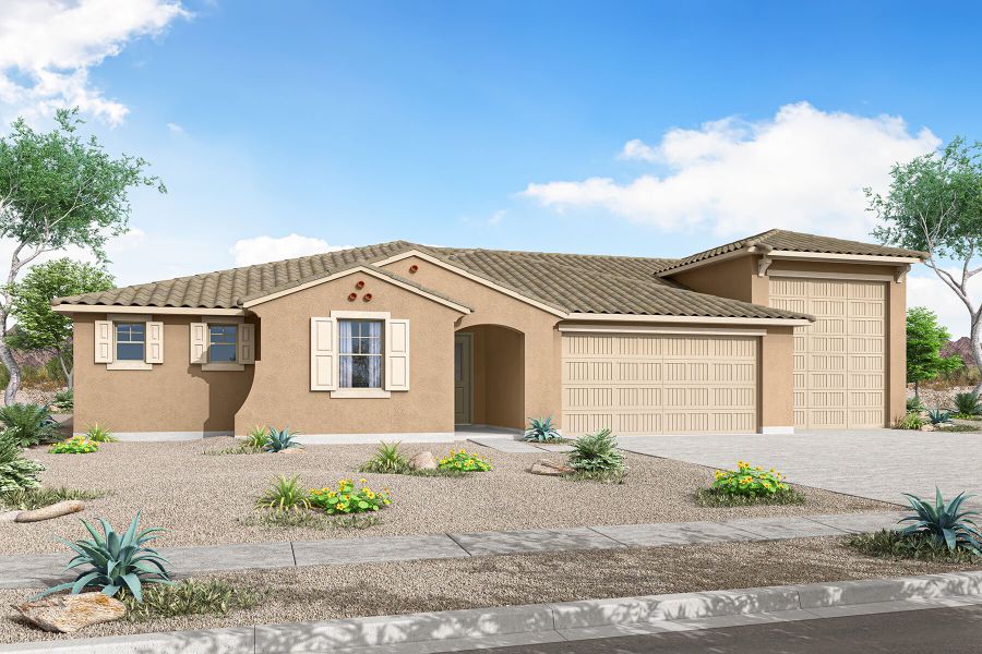 Representative exterior photo of a completed home built from the Lilac by Mattamy Homes in Las Ventanas - RV Collection, Goodyear, AZ (Image 23). Representative exterior photo of a completed home built from the Lilac by Mattamy Homes in Las Ventanas - RV Collection, Goodyear, AZ (Image 23).