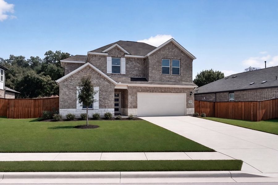 Front exterior of a new home in Lisso, Pflugerville, TX, highlighting curb appeal (Image 25).