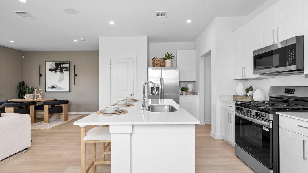 Elevations, exterior/ interior colors, options, available upgrades that require an additional charge, and standard features will vary in each community and subject change without notice. Call for details.