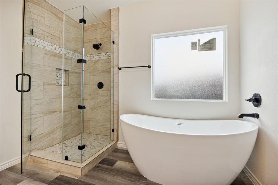 Primary Soaking Tub and Separate Shower