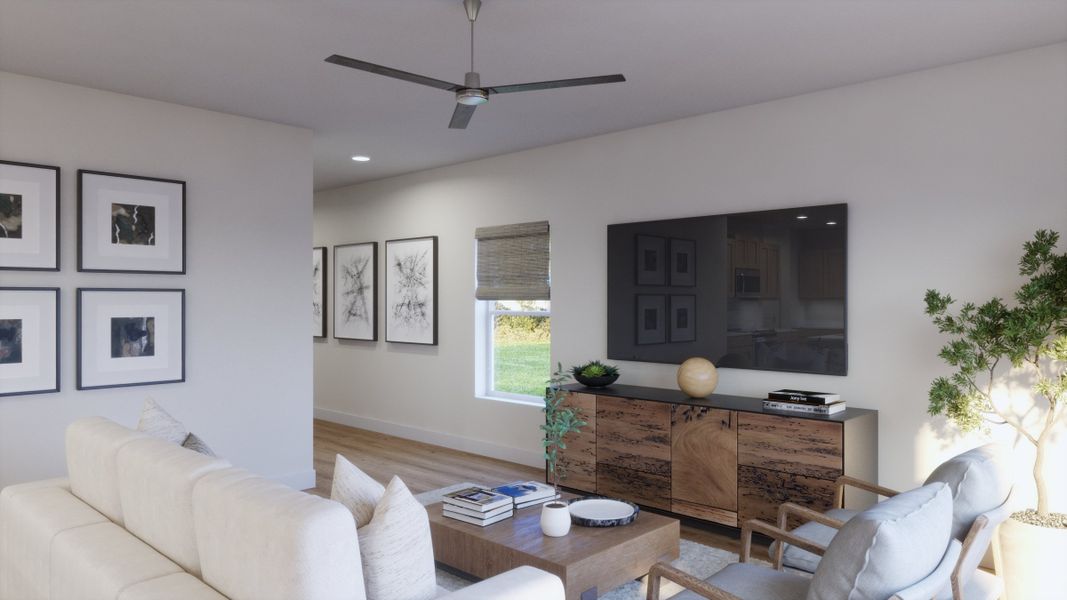 Representative furnished interior of a home built from the Marina by Risewell Homes in Eagletail Landings, Howey-in-the-Hills (Image 4). Representative furnished interior of a home built from the Marina by Risewell Homes in Eagletail Landings, Howey-in-the-Hills (Image 4).