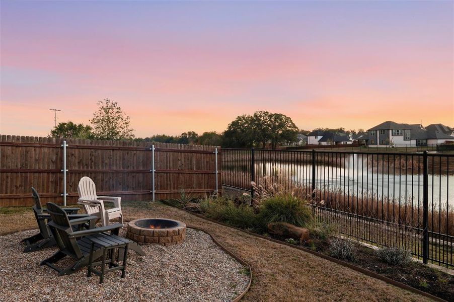 Fire Pit for relaxing and viewing pond and fountain Fire Pit for relaxing and viewing pond and fountain