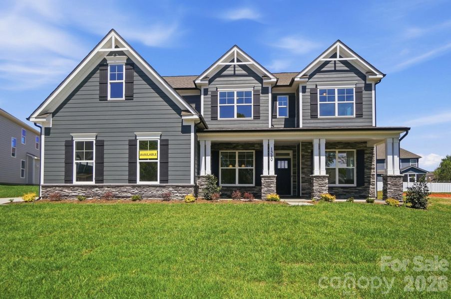 Front exterior of a new home in Robinson Oaks, Gastonia, NC, highlighting curb appeal (Image 23).