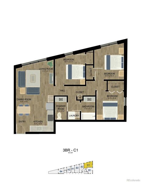 C1 Floorplan - 3 Bed