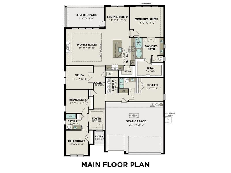 2D floor plan layout for the The George A by Davidson Homes LLC in Lago Mar, Texas City, TX (Image 3). 2D floor plan layout for the The George A by Davidson Homes LLC in Lago Mar, Texas City, TX (Image 3).
