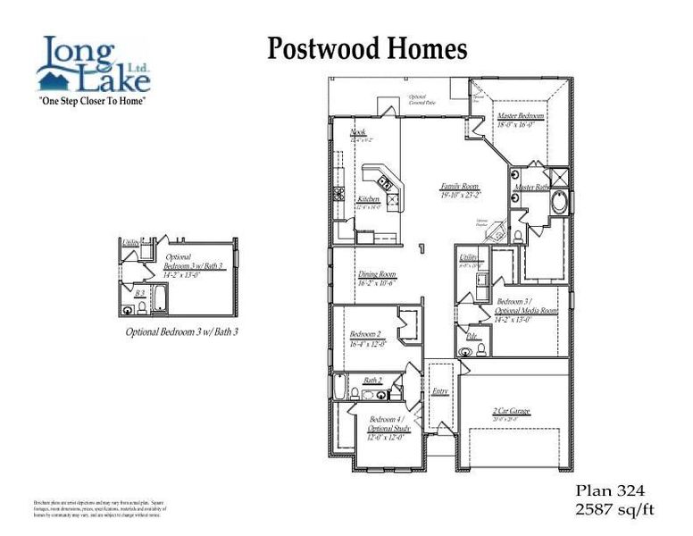 Plan 324 features 4 bedrooms, 2 full baths, 1 half bath and over 2,500 square feet of living space.