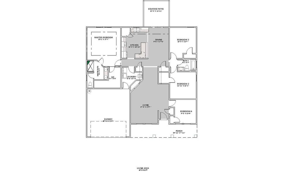 2D floor plan layout for the Whitney by Enchanted Homes in Ballentine Ridge, Lyman, SC (Image 3).