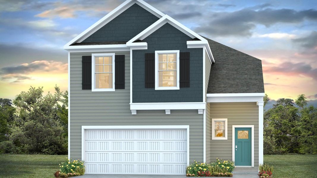 Front exterior of a new home in Cedar Hill Landing, Navassa, NC, highlighting curb appeal (Image 1).