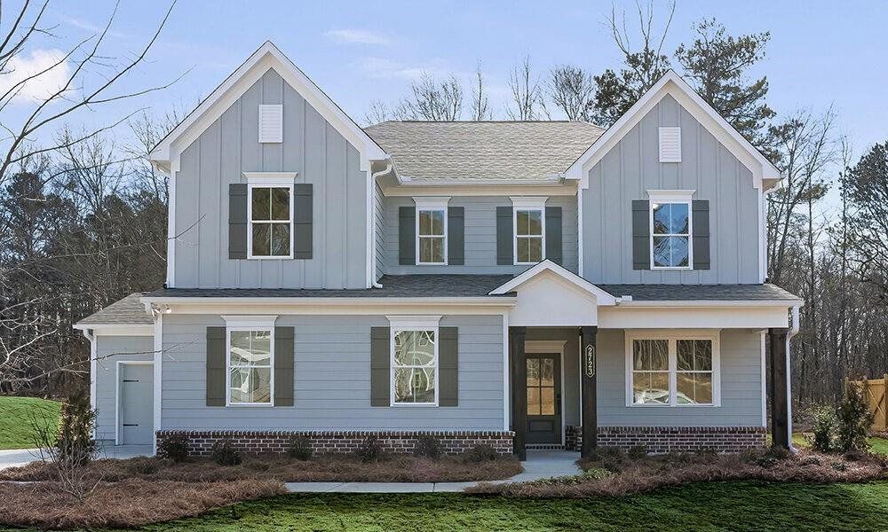 Front exterior of a new home in , Acworth, GA, highlighting curb appeal (Image 1). Front exterior of a new home in , Acworth, GA, highlighting curb appeal (Image 1).