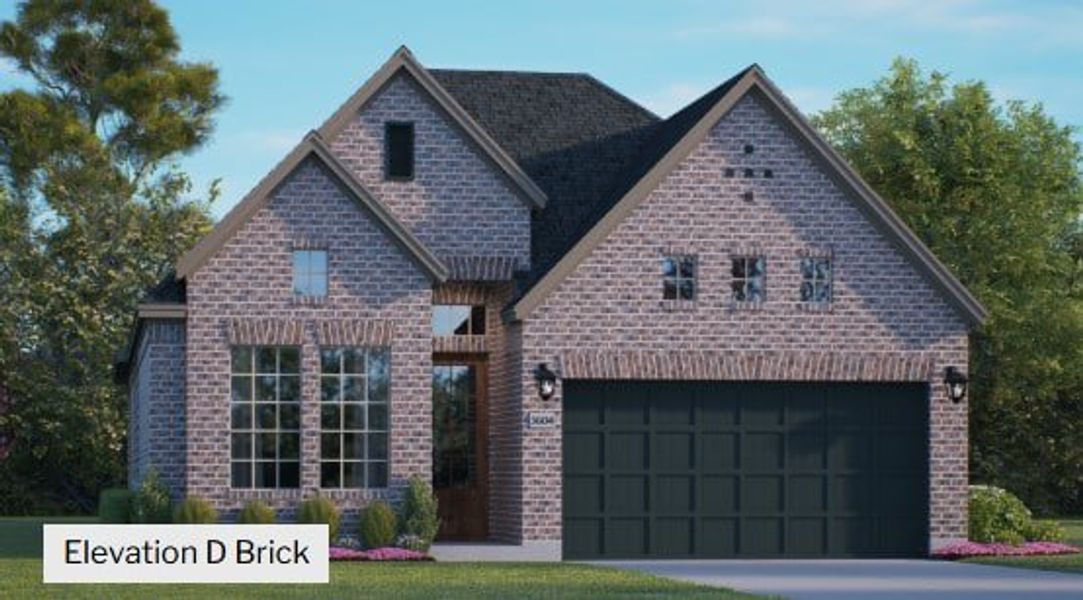 Front exterior of a new home in Brookewater, Rosenberg, TX, highlighting curb appeal (Image 1). Front exterior of a new home in Brookewater, Rosenberg, TX, highlighting curb appeal (Image 1).