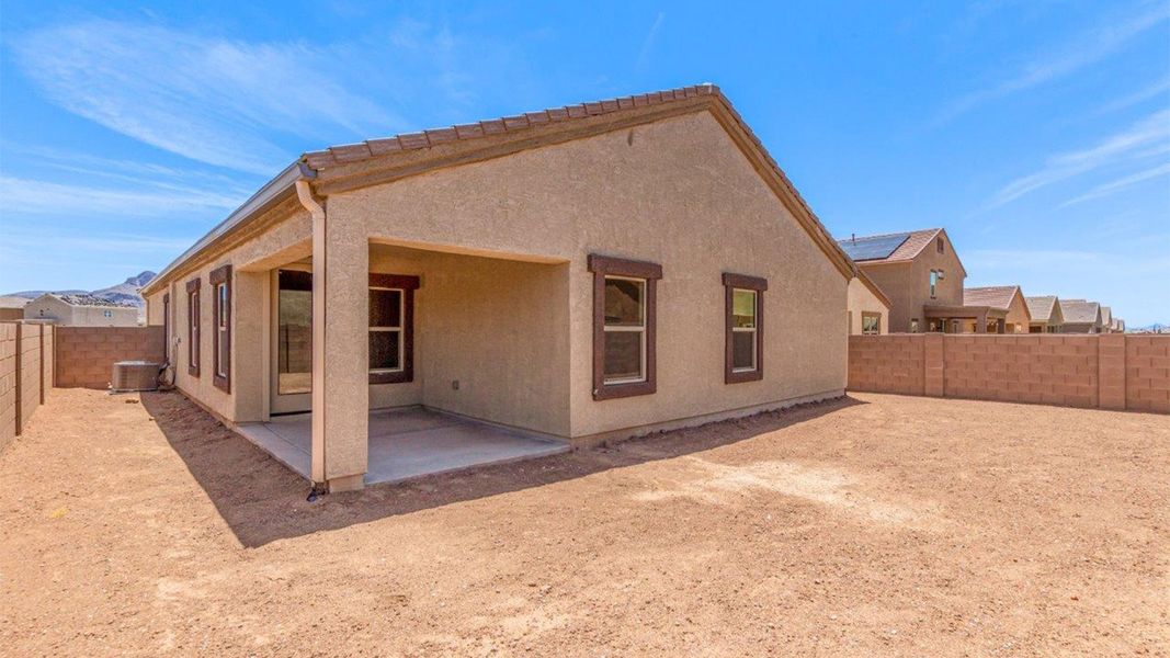 Front exterior of a new home in Sycamore Vista, Vail, AZ, highlighting curb appeal (Image 2).