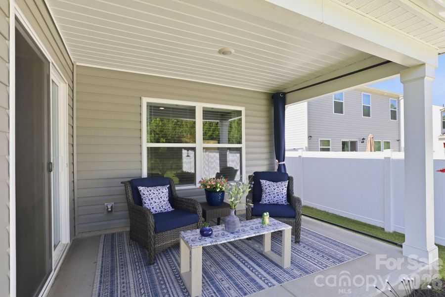 Exterior details and patio area of a home in Woodhaven at Chester, Chester (Image 26).