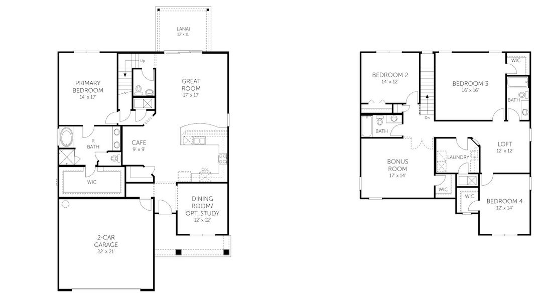 2D floor plan layout for the St Johns - 50' Homesites by Dream Finders Homes in Hyland Trail, Green Cove Springs, FL (Image 3).