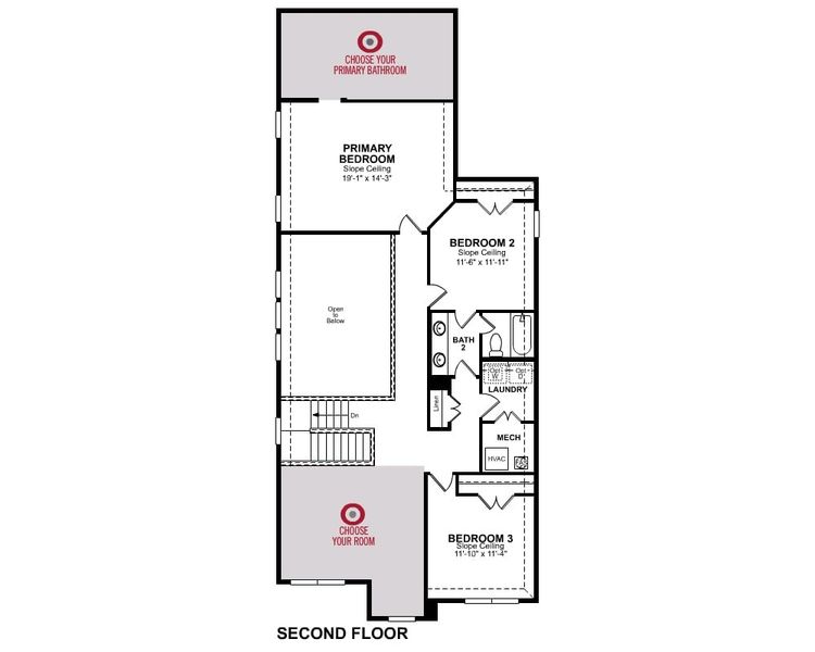 2D floor plan layout for the Whitney by Beazer Homes in Wildflower Ranch, Justin, TX (Image 4).