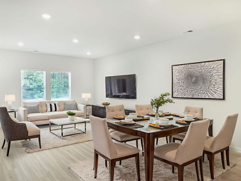 The Lancaster floorplan with the Calm Burlap interior package.