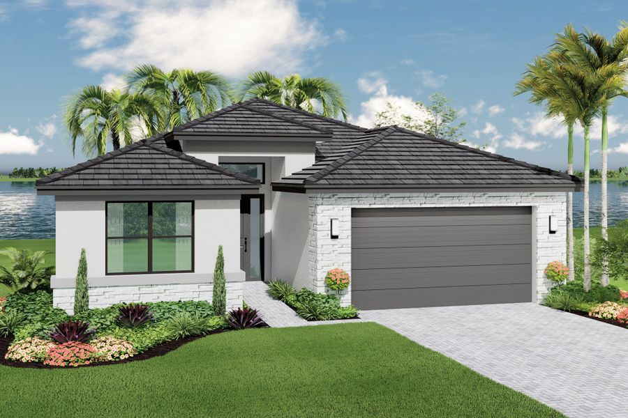 Representative exterior photo of a completed home built from the Atlantica by GL Homes in Valencia Parc at Riverland, Port St. Lucie, FL (Image 23).