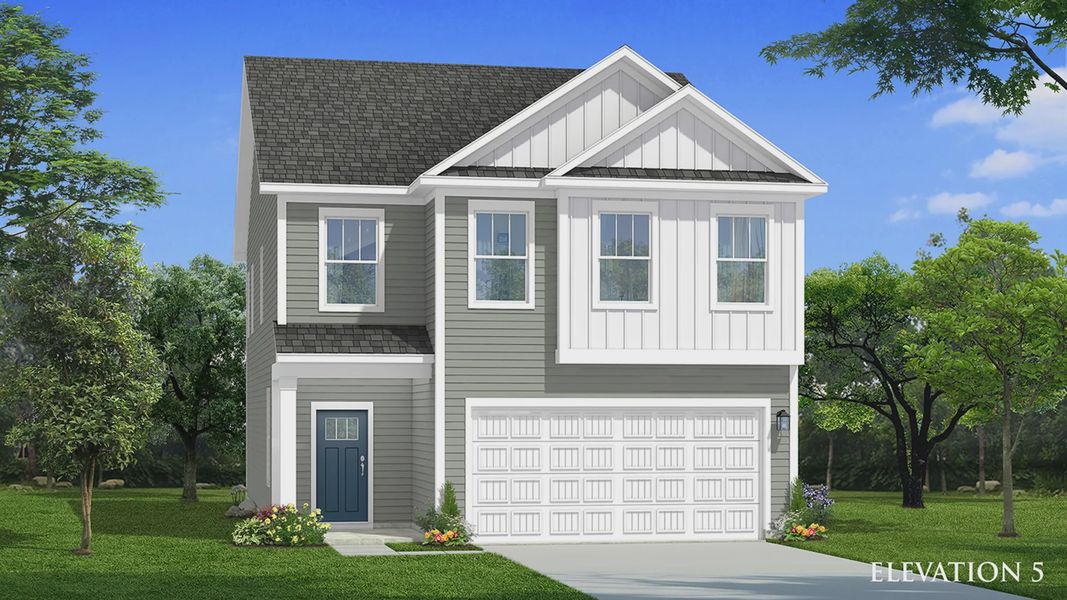 Representative exterior photo of a completed home built from the Jasmine by DRB Homes in Harrier Point, Woodruff, SC (Image 21).