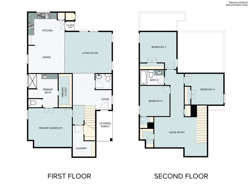 2D floor plan layout of this home in Casetta Ranch, Kyle, TX (Image 2).