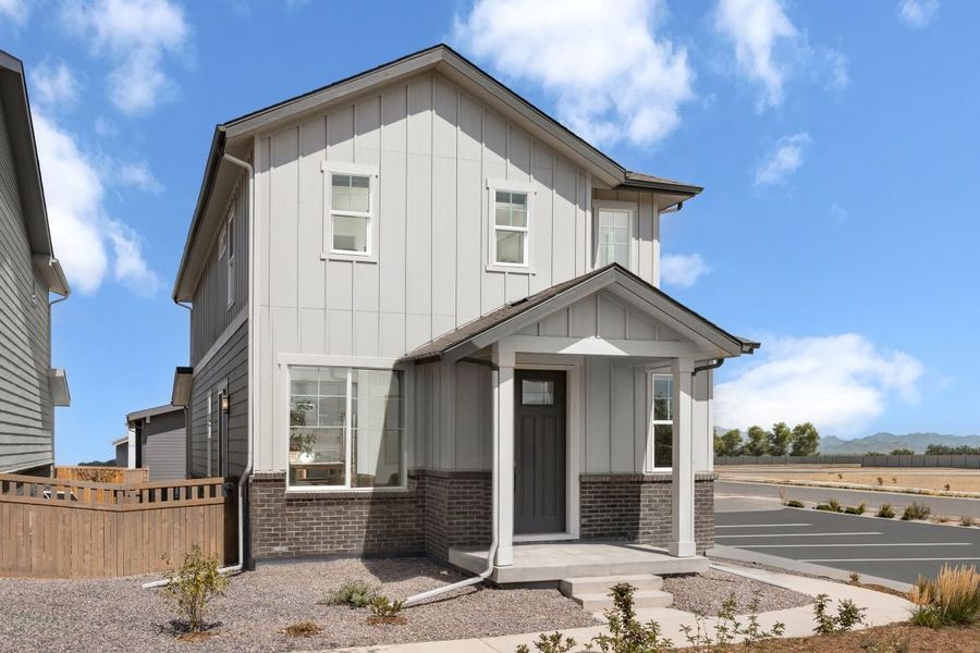 Representative exterior photo of a completed home built from the 1762 Modeled by KB Home in Windler Wildflower, Aurora, CO (Image 11).