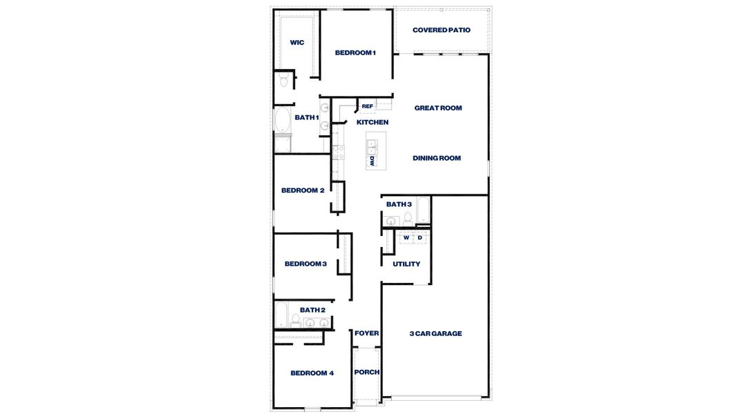 2D floor plan layout for the Jasper by D.R. Horton in Newport Pointe, Crosby, TX (Image 3). 2D floor plan layout for the Jasper by D.R. Horton in Newport Pointe, Crosby, TX (Image 3).