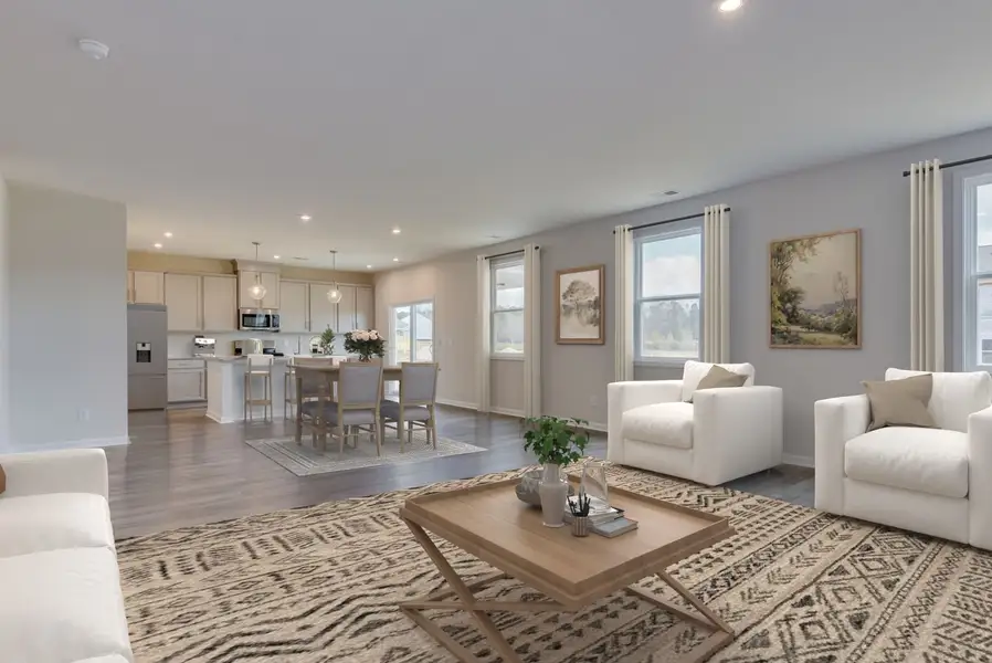 Family Room, Dining Area and Kitchen