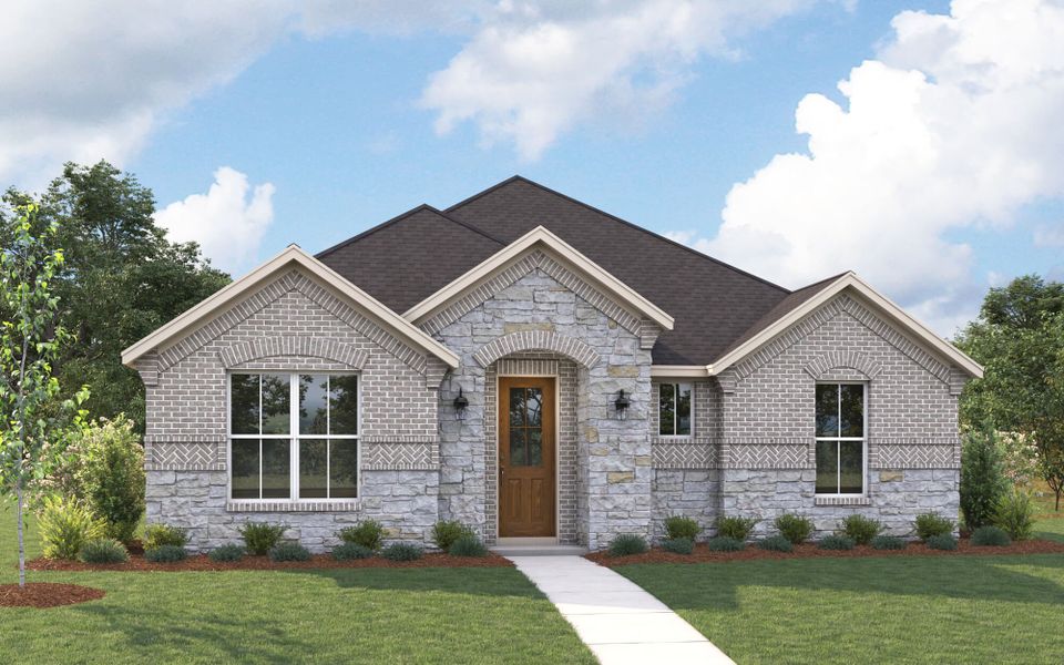 The Conroe - Old World with Stone Elevation The Conroe - Old World with Stone Elevation