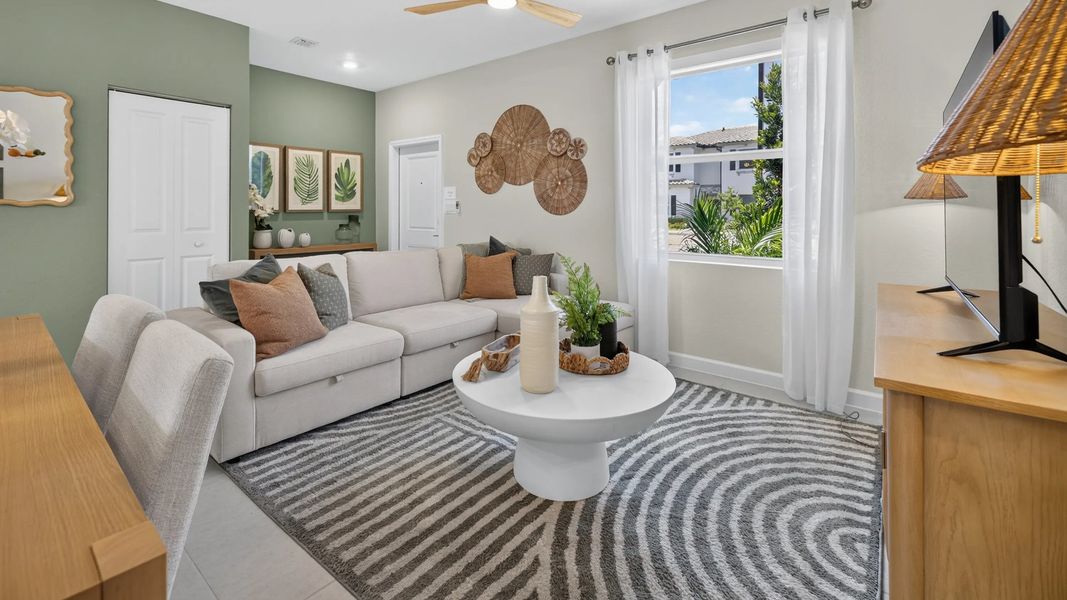 Representative furnished interior of a home built from the Aster by Lennar in Le Jardine, Florida City (Image 4).