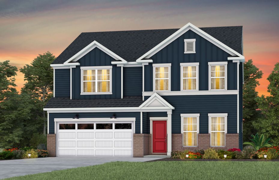 Front exterior of a new home in Kinsdale, Lancaster, SC, highlighting curb appeal (Image 2).