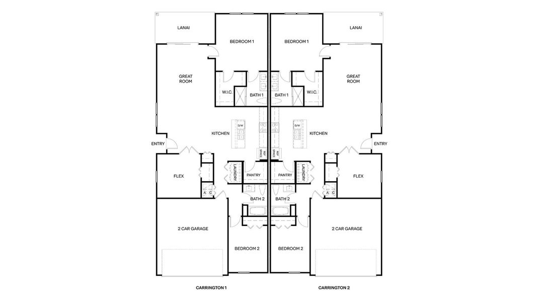 2D floor plan layout for the CARRINGTON by D.R. Horton in Palm Coast Villas, Palm Coast, FL (Image 3). 2D floor plan layout for the CARRINGTON by D.R. Horton in Palm Coast Villas, Palm Coast, FL (Image 3).