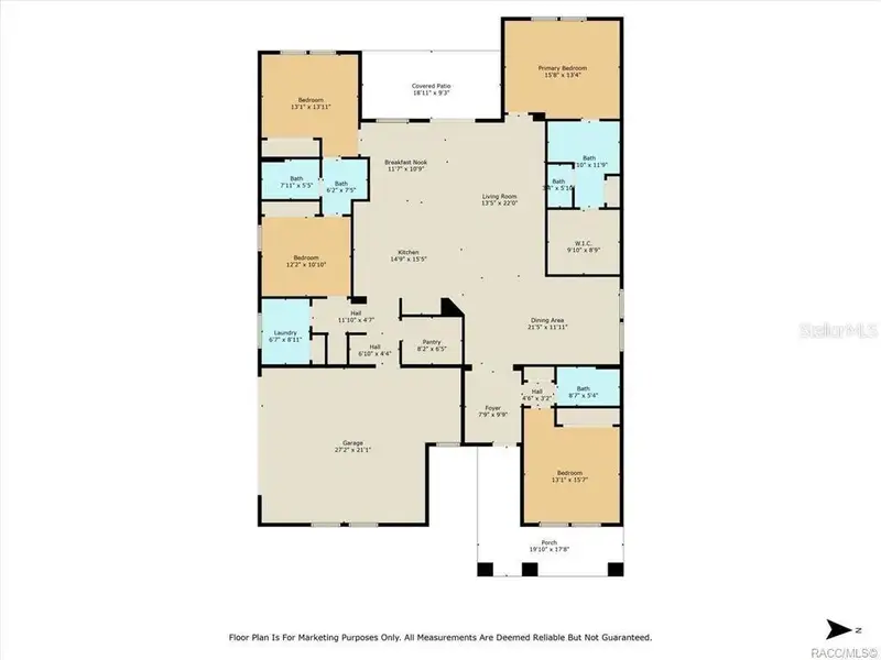 2D floor plan layout of this home in Clearview Estates, Hernando, FL (Image 5).