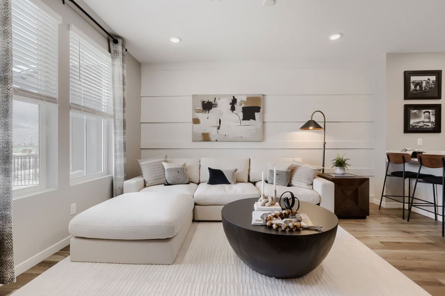 Representative furnished interior of a home built from the Novella One by Brookfield Residential in Barefoot, Firestone (Image 7).