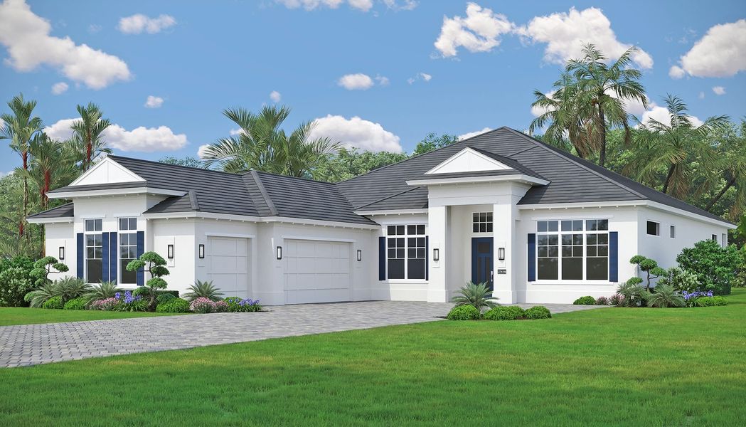 Representative exterior photo of a completed home built from the Riviera by GHO Homes in The Reserve at Grand Harbor, Vero Beach, FL (Image 26).