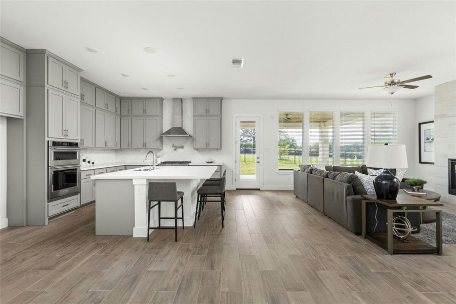 Furnished interior view inside a new home in Rough Hollow, Lakeway (Image 6).