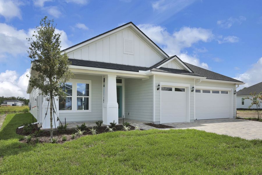 Representative exterior photo of a completed home built from the Tomoka by Riverside Homes in Hidden Creek at SilverLeaf Phase 1, St. Augustine, FL (Image 33).