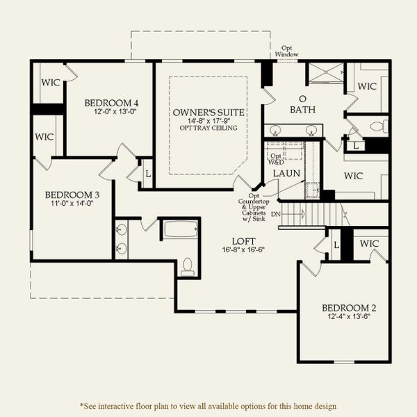 2D floor plan layout for the Woodward by Pulte Homes in Fishers Wood, Columbia, SC (Image 6).
