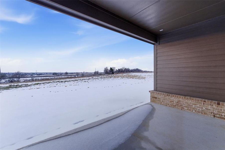 View of snow covered patio