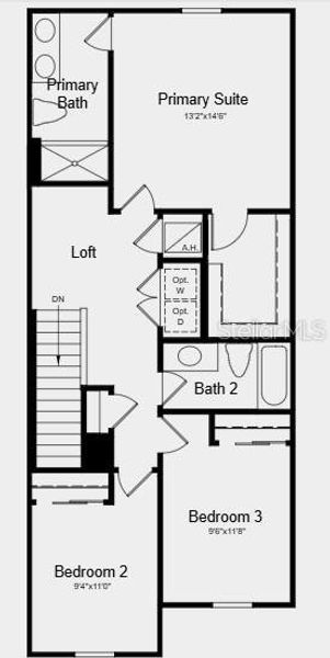 2D floor plan layout of this home in The Towns at Firethorn, Parrish, FL (Image 3).