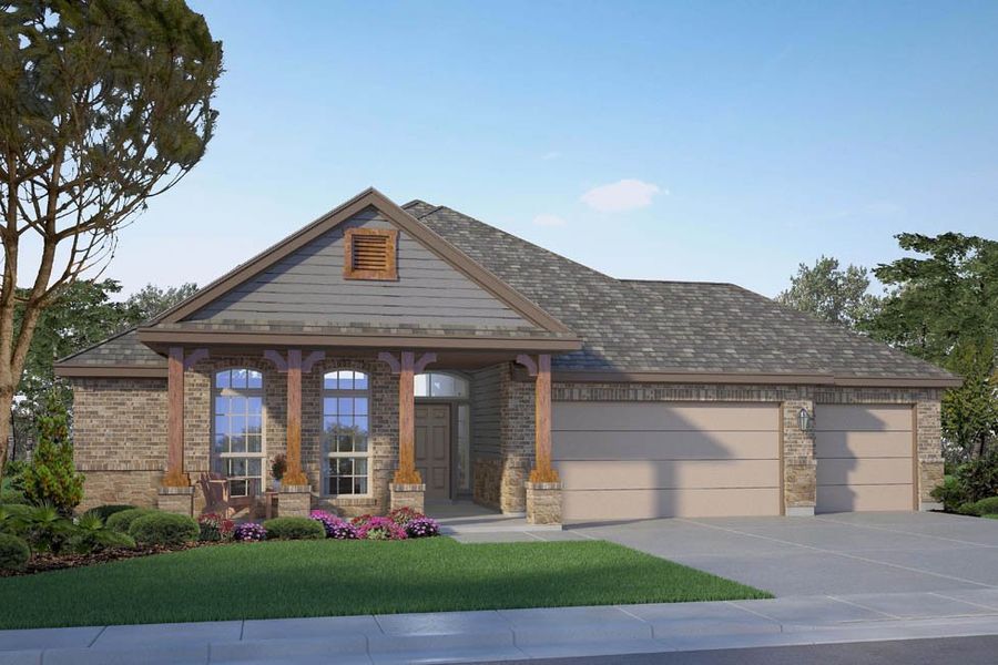 Representative exterior photo of a completed home built from the The Sierra by D.R. Horton in Country Meadows, Thorndale, TX (Image 2). Representative exterior photo of a completed home built from the The Sierra by D.R. Horton in Country Meadows, Thorndale, TX (Image 2).