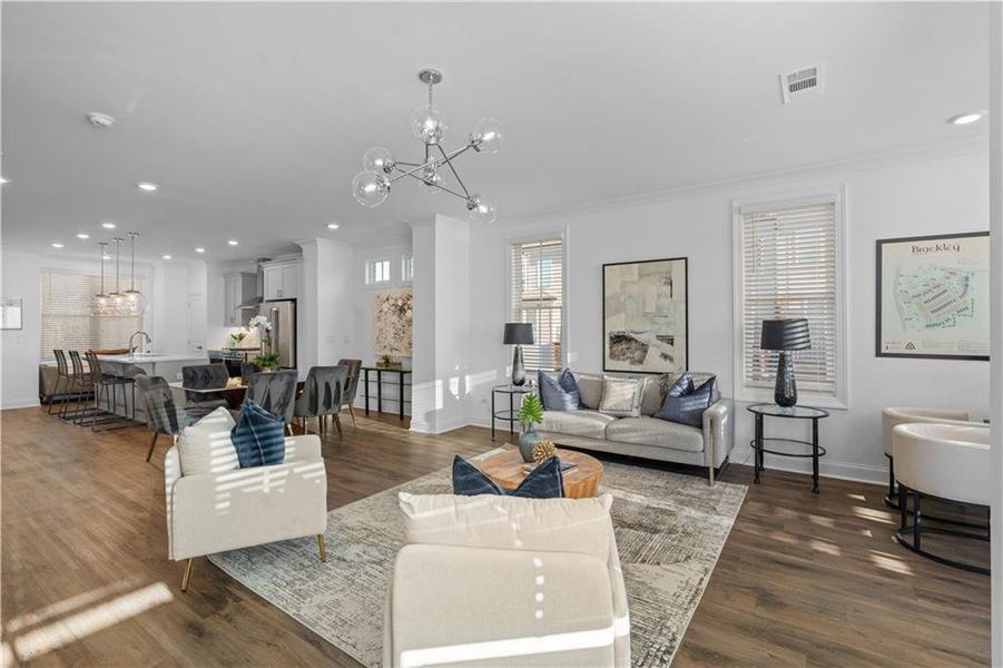 Furnished interior view inside a new home in Brackley Townhomes, Cumming (Image 78). Furnished interior view inside a new home in Brackley Townhomes, Cumming (Image 78).