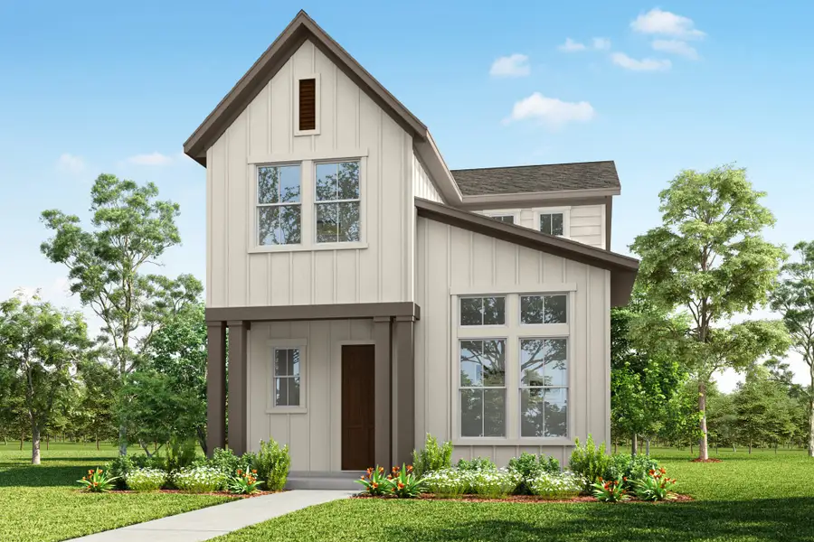 Representative exterior photo of a completed home built from the Frost by Tri Pointe Homes in Paley Park at Easton Park, Austin, TX (Image 1). Representative exterior photo of a completed home built from the Frost by Tri Pointe Homes in Paley Park at Easton Park, Austin, TX (Image 1).