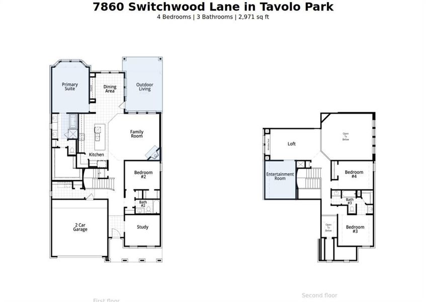 2D floor plan layout of this home in Tavolo Park, Fort Worth, TX (Image 6).